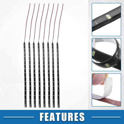 Set of 8 15 LED Strip Lights for Car Interior (12V, 30cm)