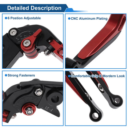 Adjustable Brake Clutch Levers for Kawasaki Versys 650 (2006–2023) Black Red