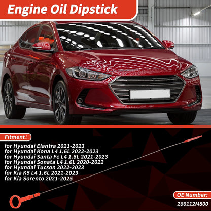 Oil Dipstick No. 266112M800 for Hyundai Elantra (2021–2023) Red Silver Tone
