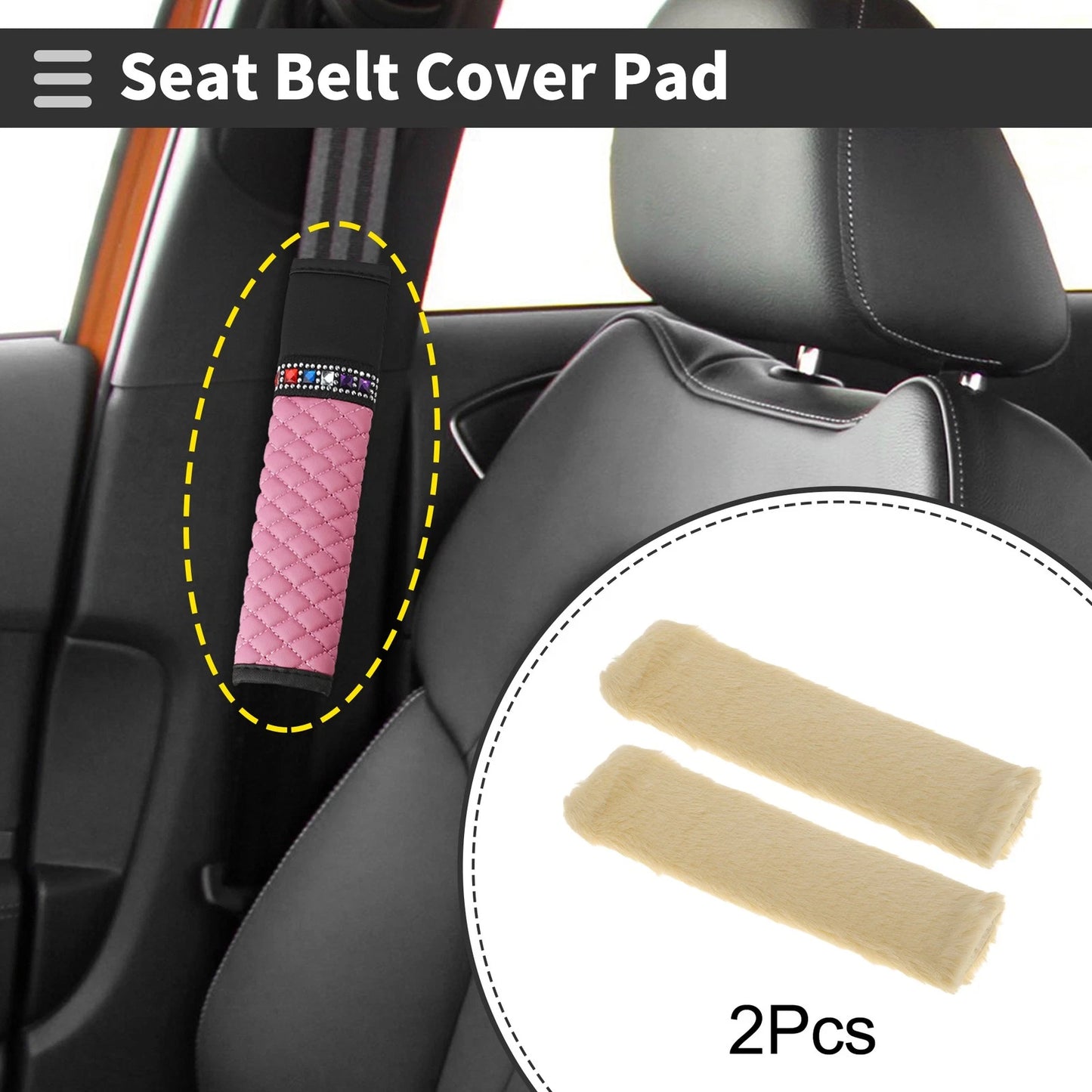 Set of 2 Seat Belt Cover Pads for Universal Fit (24cm)