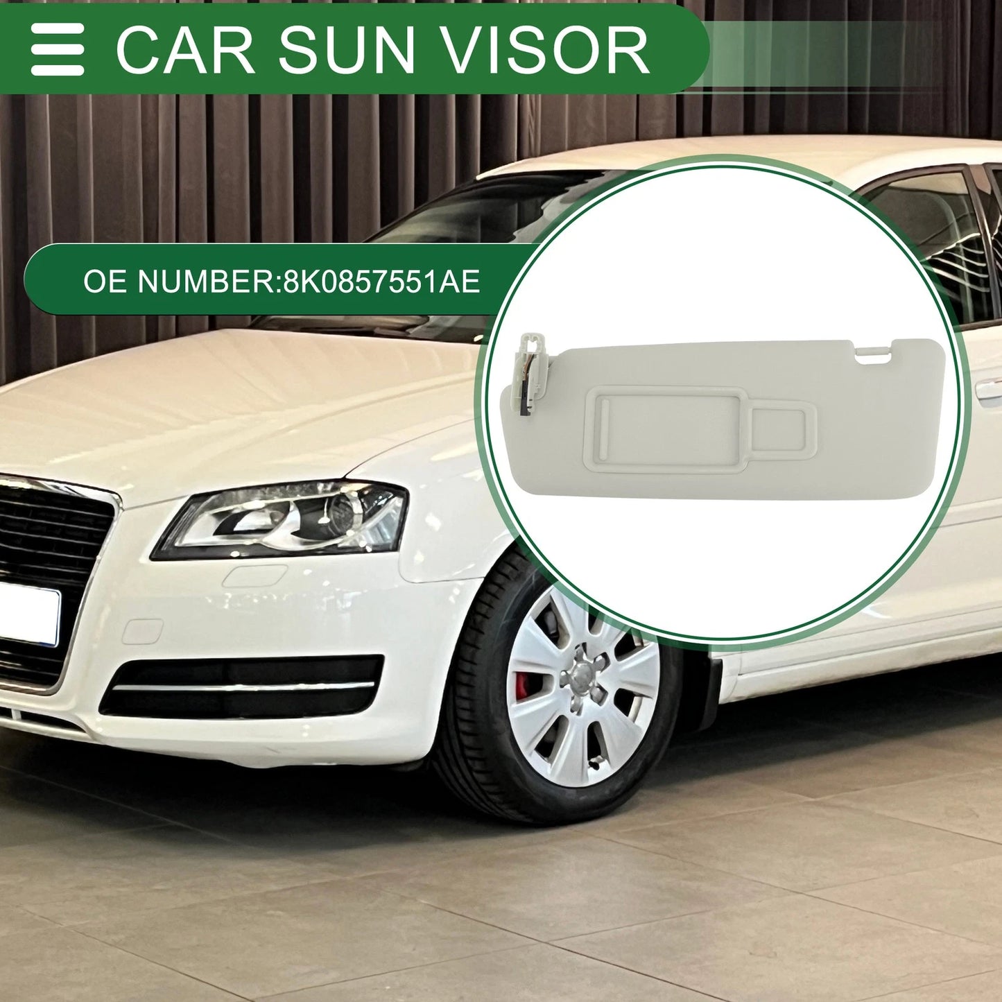 Sun Visor No. 8K0857551AE for Audi A1, Q3 (2013–2018) Left Driver Side