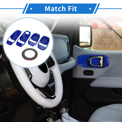 Set of 4 Door Bowl Cover Trim for Jeep Wrangler JL JLU (2018–2024) ABS Blue