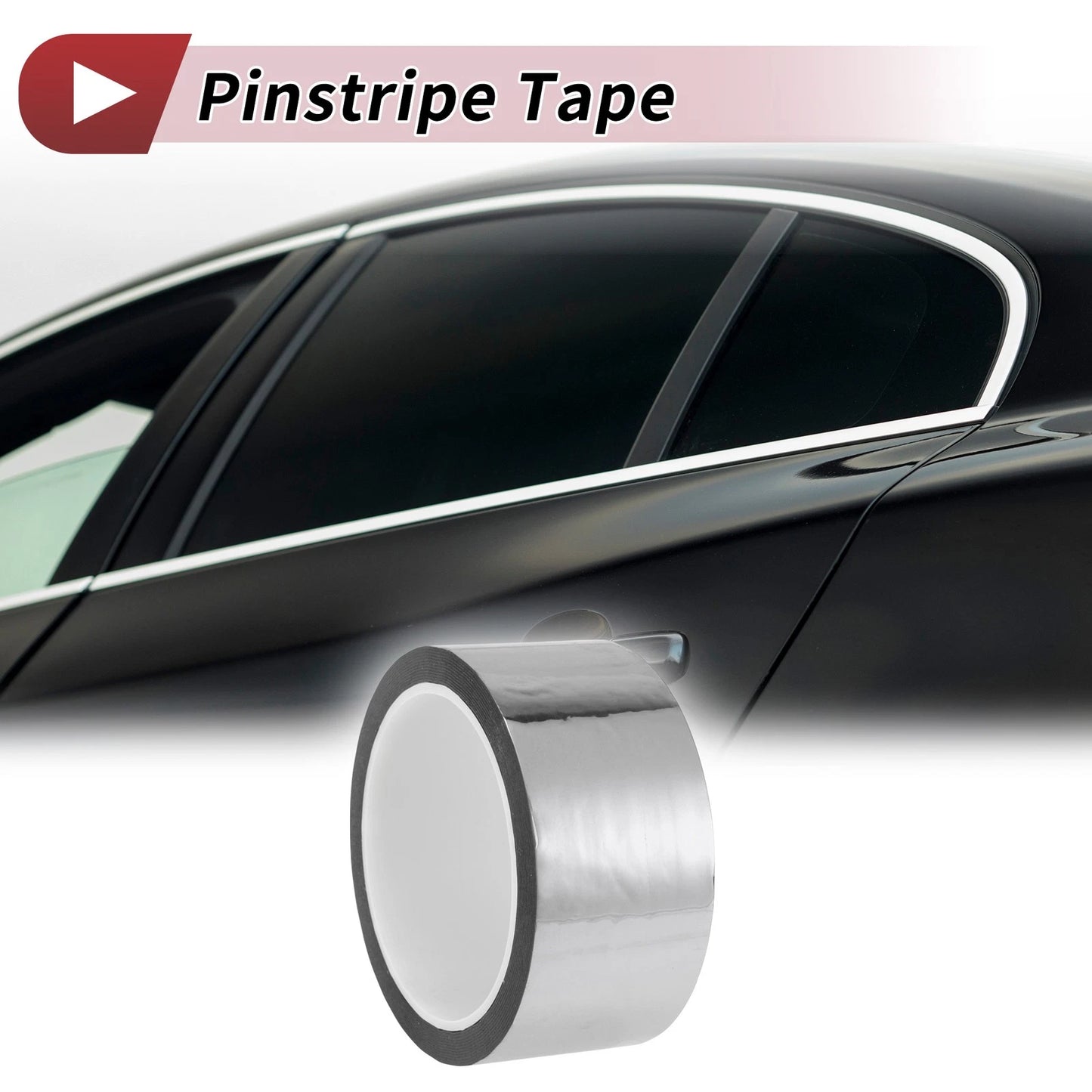 Pinstripe Tape 45mmx50m for Car Motorcycle Boat Silver Tone (1 Pcs)