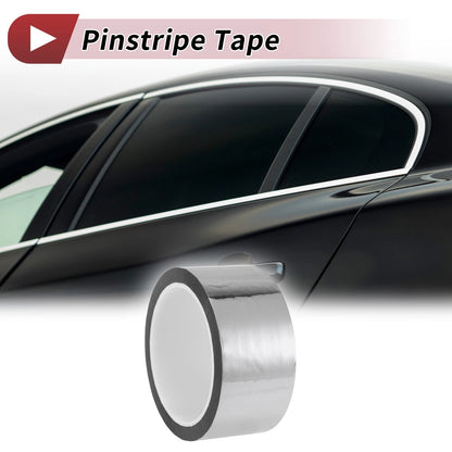 Pinstripe Tape 45mmx50m for Car Motorcycle Boat Silver Tone (1 Pcs)