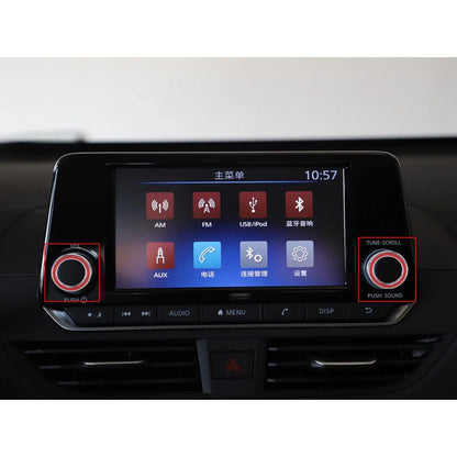 2 x Red CD Audio Switch Knob Rings for Nissan Teana Altima (2019-2020)