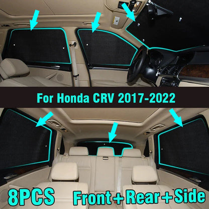 8X Front/Side/Rear Window Sunshade for Honda CR-V (2017–2022)