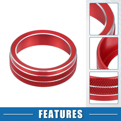 3X AC Knob Ring Covers for VW Tiguan Arteon Passat e-Golf Red