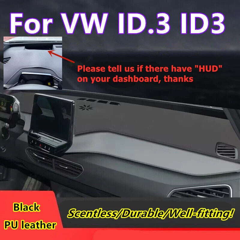 Car Leather Dashboard Dash Cover Protector Mat Pad Black for VW ID.3