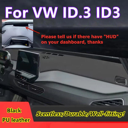 Car Leather Dashboard Dash Cover Protector Mat Pad Black for VW ID.3