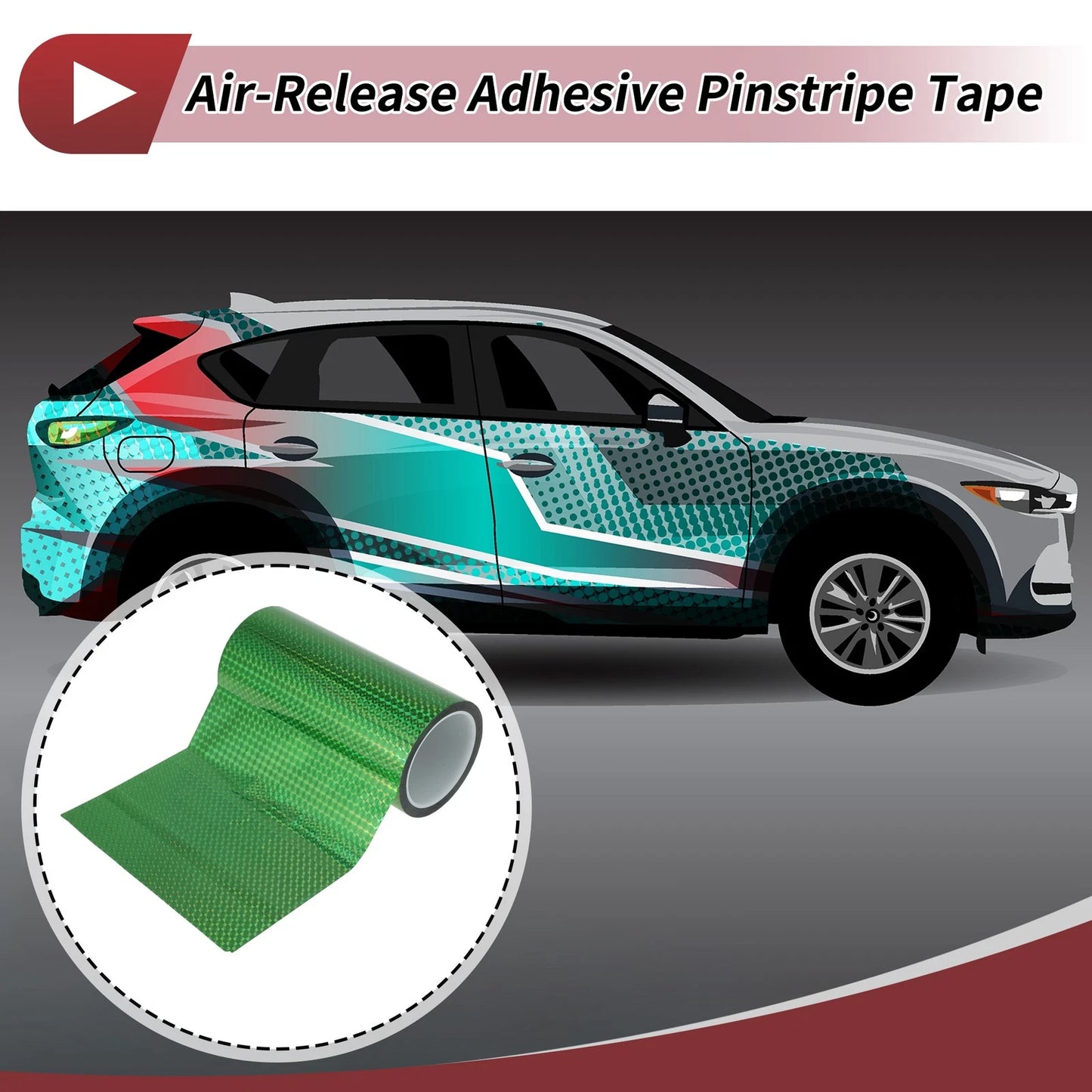 Pinstripe Tape 200mmx50m for Car Motorcycle Boat Laser Green (1 Pcs)