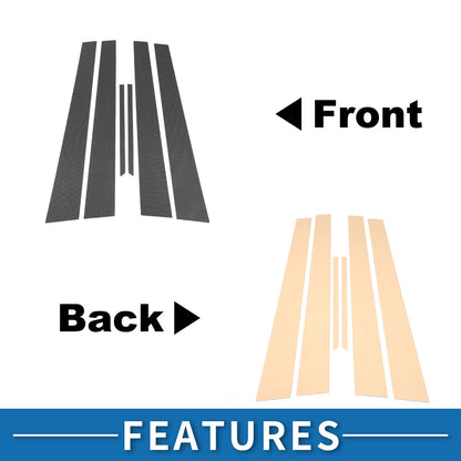 Set of 6 Door Pillar Window Trim for Toyota Camry (2002–2006) Carbon Fiber
