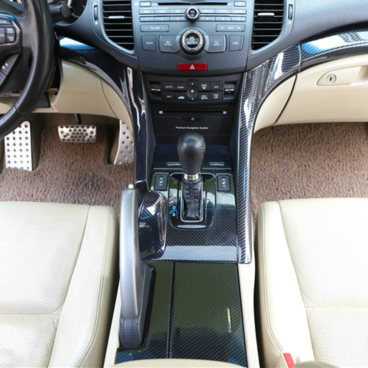 5x Carbon Fiber Central Console Gear Shift Panel Trim for Acura TSX (2009–2014)
