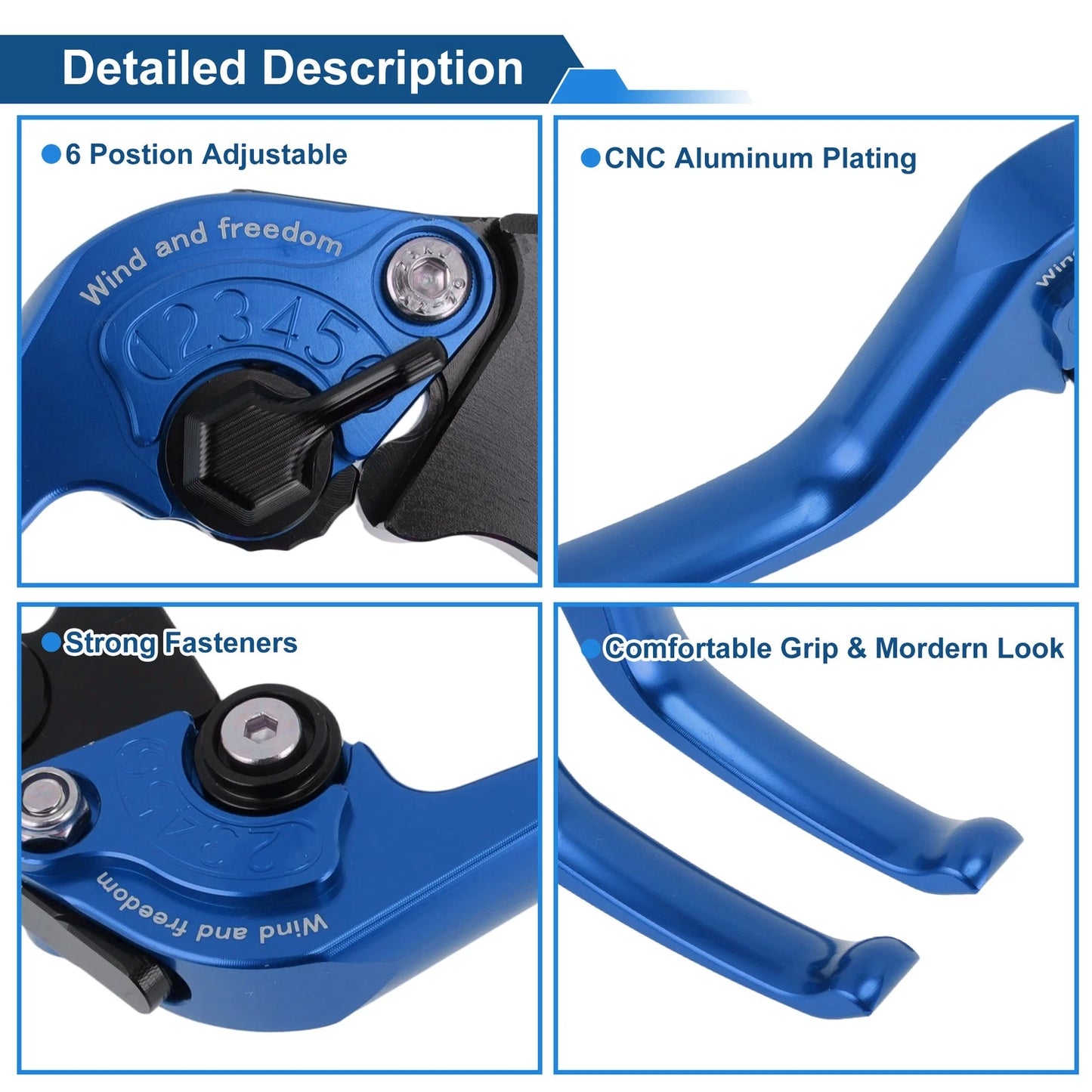 Adjustable Short Brake Clutch Lever Set for Honda Monkey 125 (2019–2024) Blue