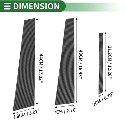 Set of 6 Door Pillar Window Trim for Honda Accord (2003–2007) Black Carbon Fiber