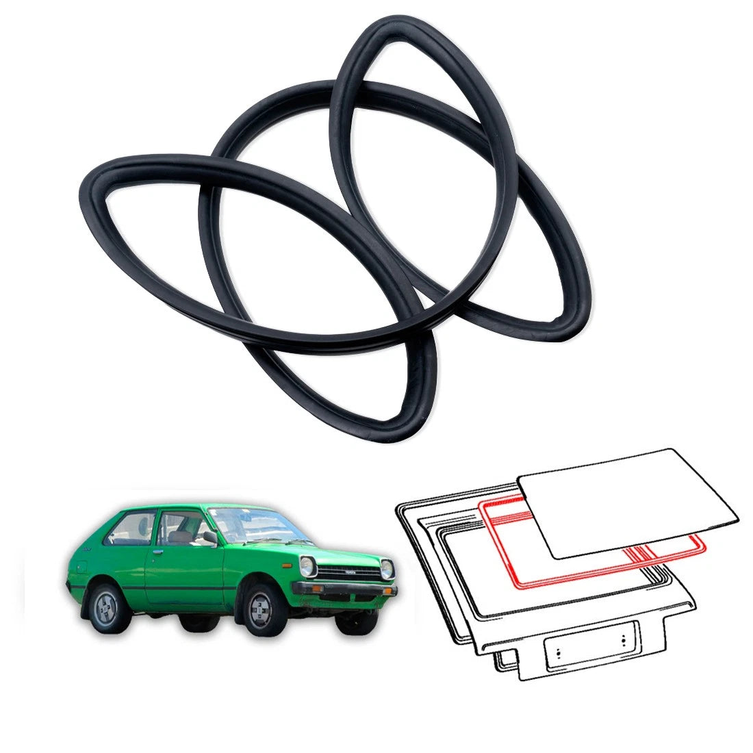 Rear Windshield Weatherstrip for Toyota Starlet (1984–1989)