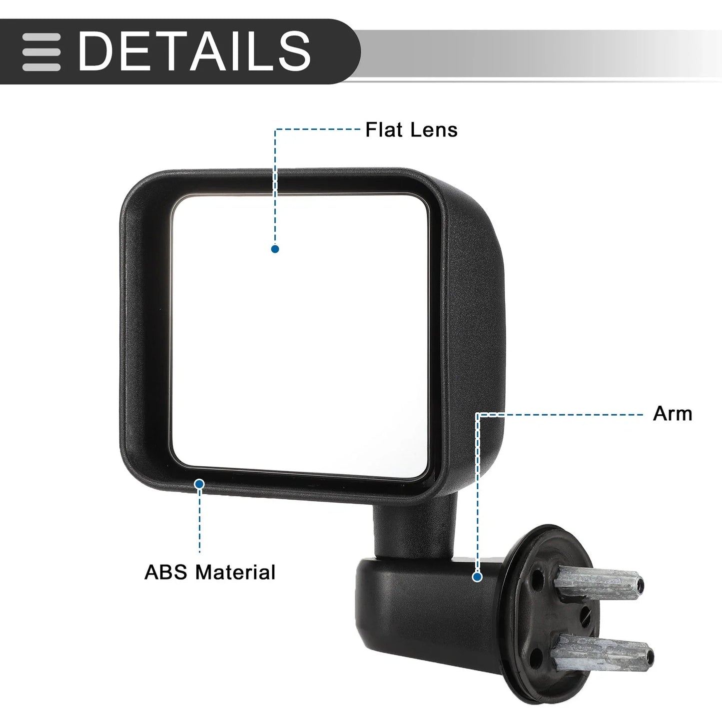 Tow Mirrors for Jeep Wrangler 2007-2017 (2 x No.55077967AB/55077966AB)