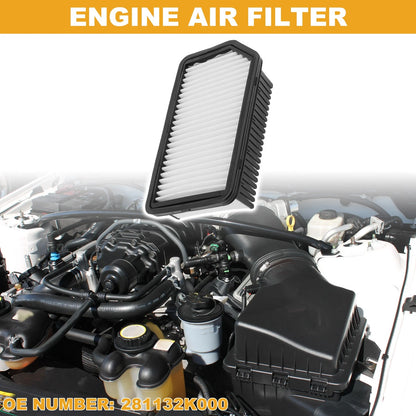 Car Engine Air Filter No. 281132K000 for Kia Soul (2010–2011) 1 Pc