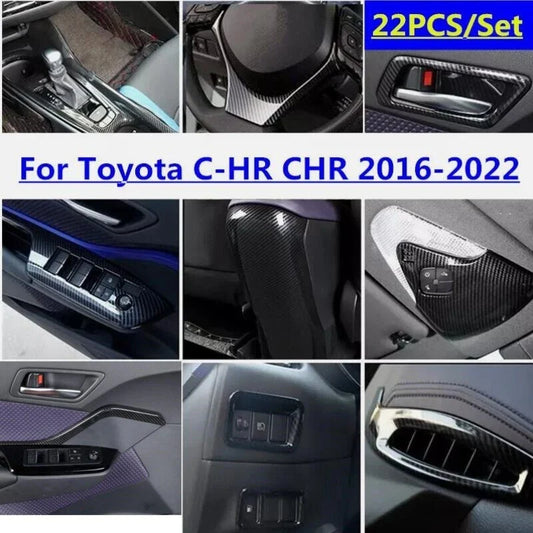 22X Carbon Fiber Interior Decor Cover Trim for Toyota C-HR (2016–2022)
