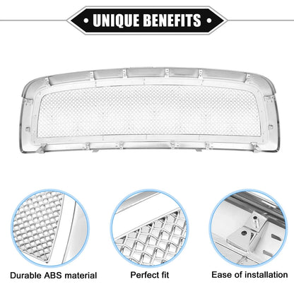Front Grille Assembly for Dodge Ram 1500 Chrome Silver Tone (2009-2010)