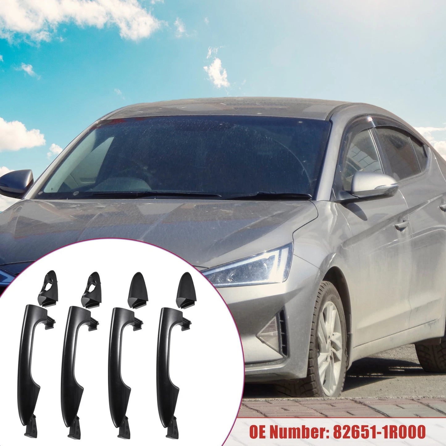 Set of 2 Door Handles for Hyundai Accent (2010–2017) 82651-1R000/82661-1R000