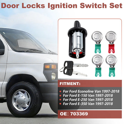 Ignition Key Switch Door Lock Cylinder for Ford Econoline E150 E250 (1992–2014)