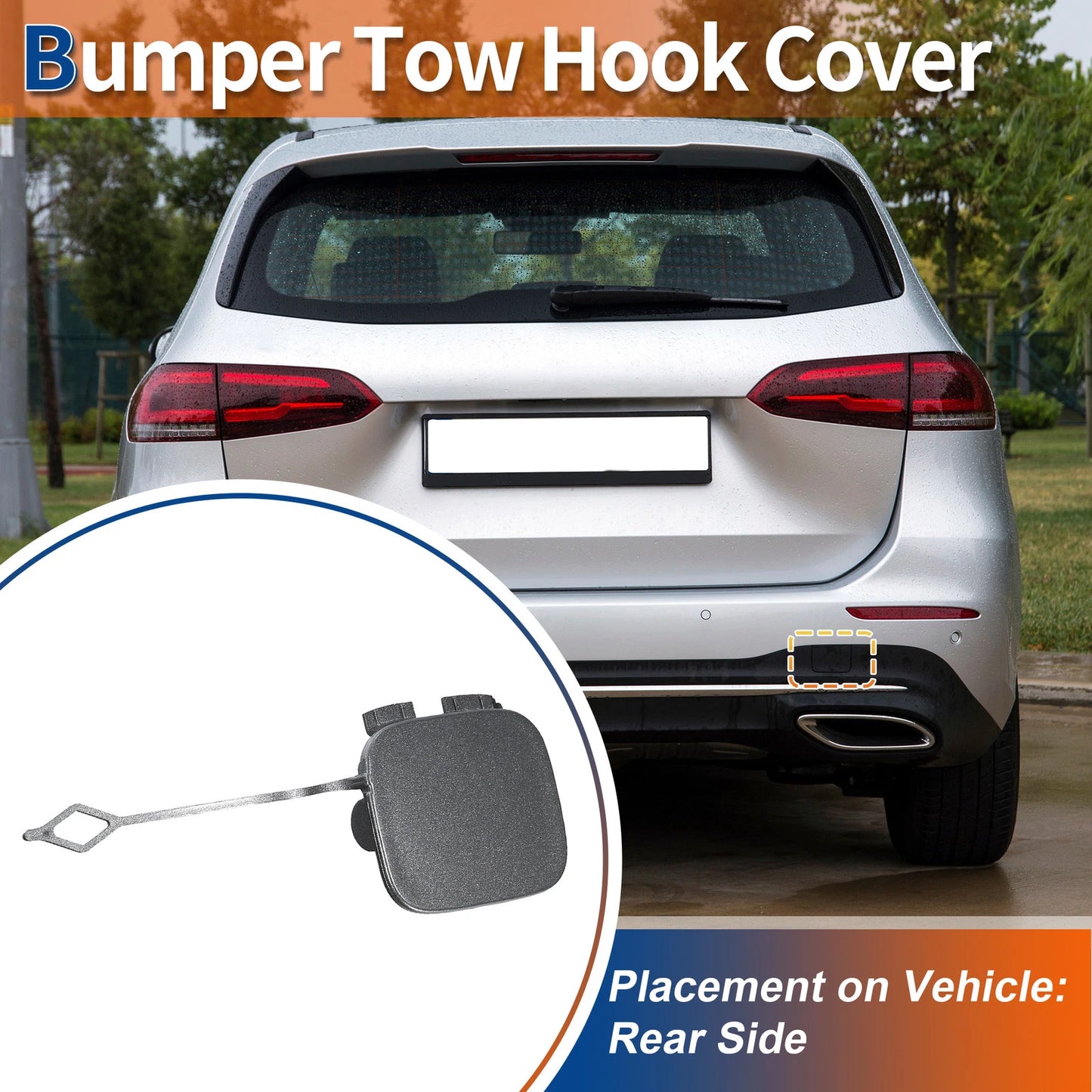 Rear Bumper Tow Hook Cover for Mercedes-Benz B-Class (2012–2019) No.A2468851422 Gray