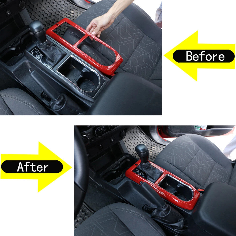 ABS Red Interior Central Gear Shift Panel Cover for Toyota Tacoma (2016–2023)