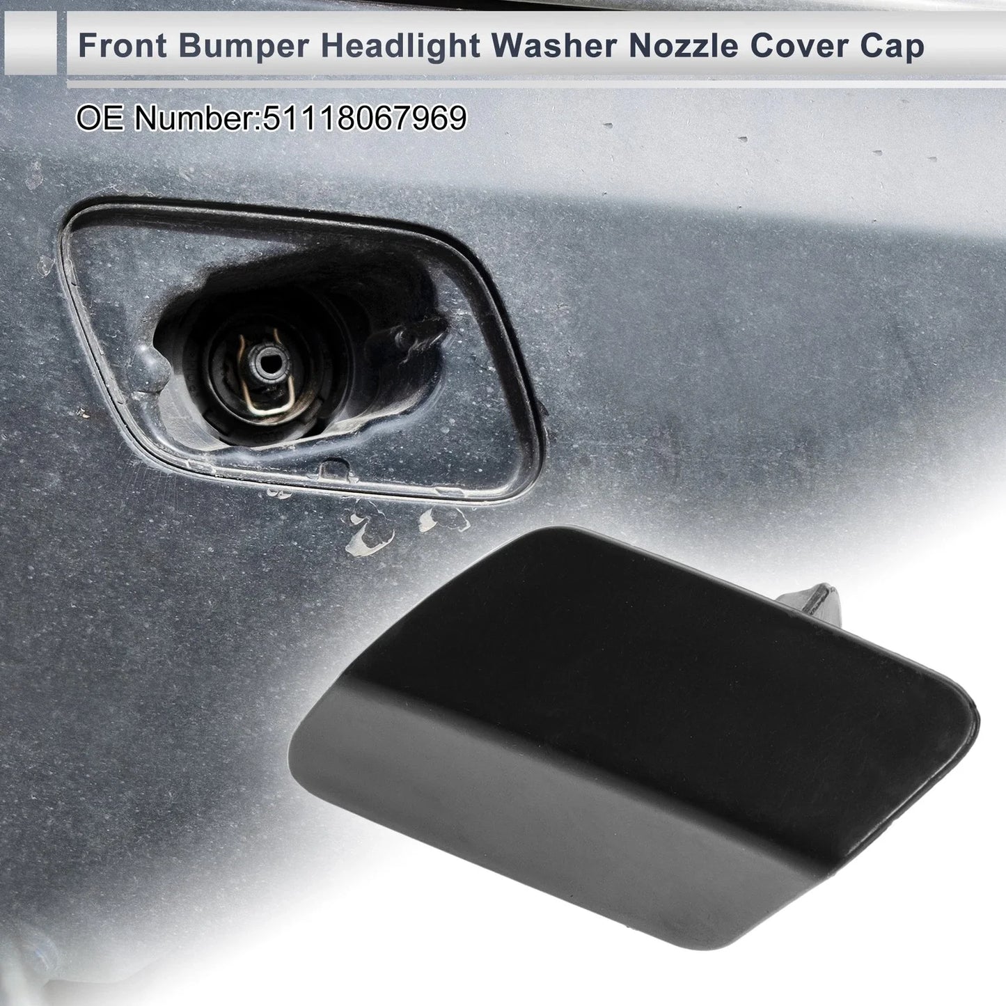 Front Left Side Bumper Headlight Washer Nozzle Cover Cap for BMW 320i Unpainted