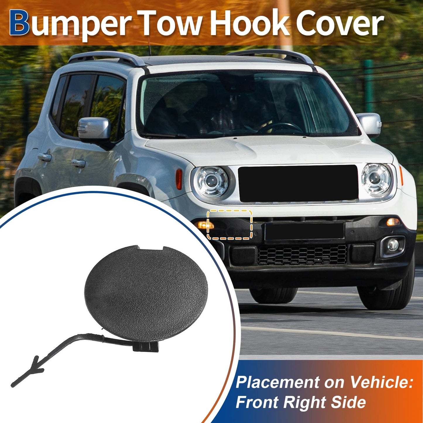 Tow Hook Cover for Jeep Renegade (2015–2018) No. 735643610 Unpainted