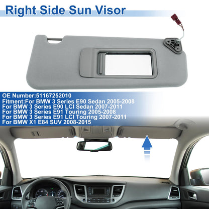 Right Side Sun Visor for BMW 3 Series E90 (2006–2013) No. 51167252010 Gray