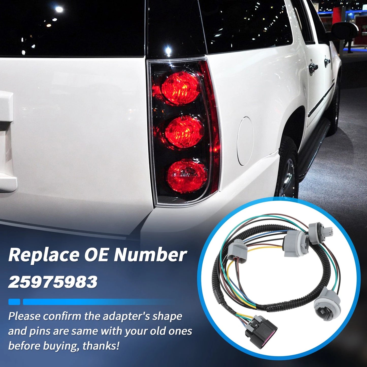 Tail Light Lamp Wiring Harness Kit for GMC Yukon XL 1500 (2007–2014)