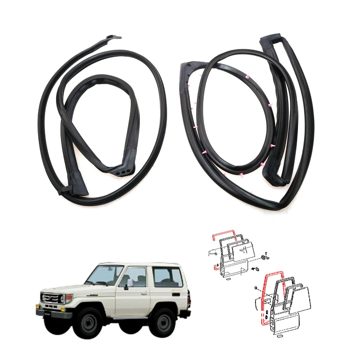 Set of 2 Door Weatherstrips for Toyota Land Cruiser (1990–2021)