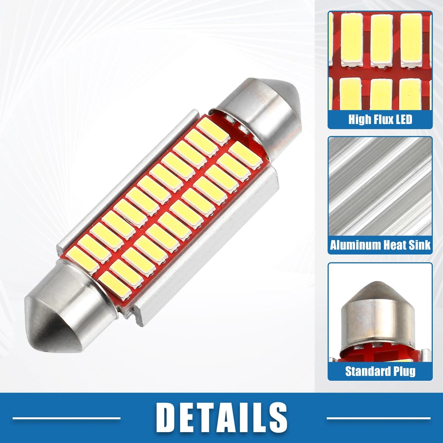 Set of 10 LED Festoon Lights 41mm 211 212 24SMD 4014 Chipsets