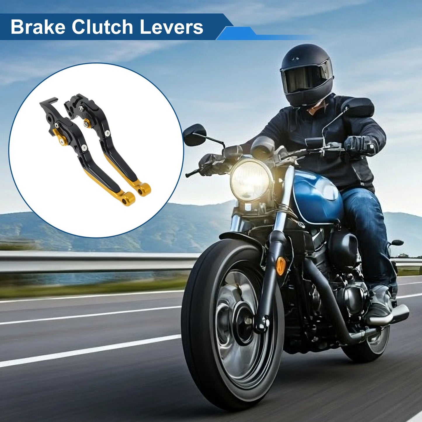 Brake Clutch Levers for KTM 390 Duke (2019–2023) Black Gold Tone End 1 Pair