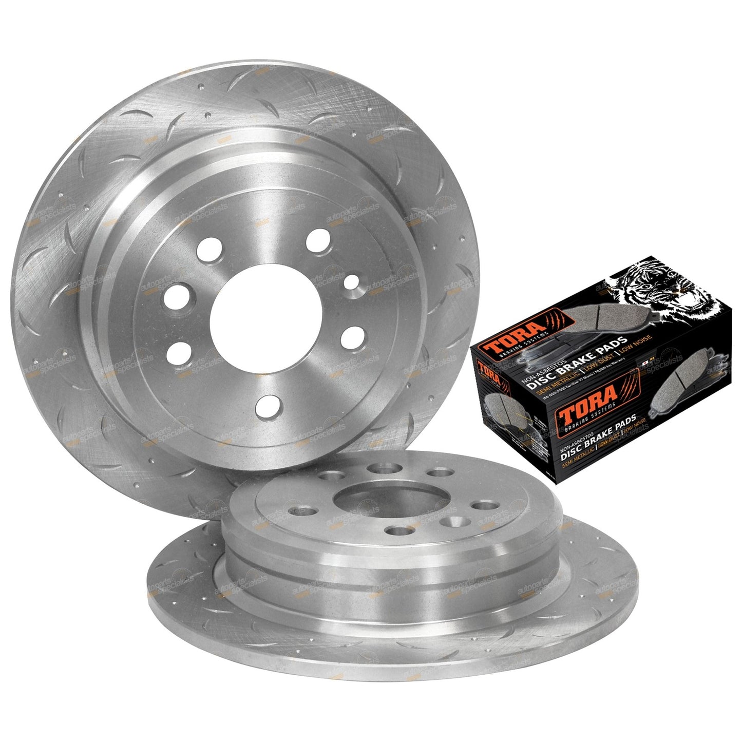 2 Rear Slotted Drilled Brake Rotors + Pads for Ford Falcon EF EL XR6 XR8 (1994–1998)