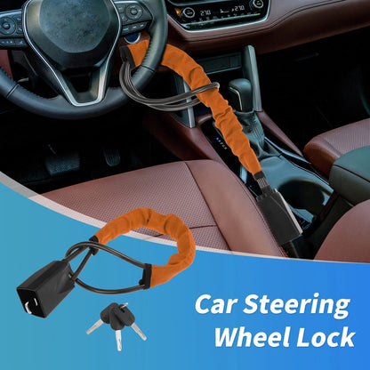 Steering Wheel Lock & Seat Belt Lock for Universal Fit (2010–2023) - Orange