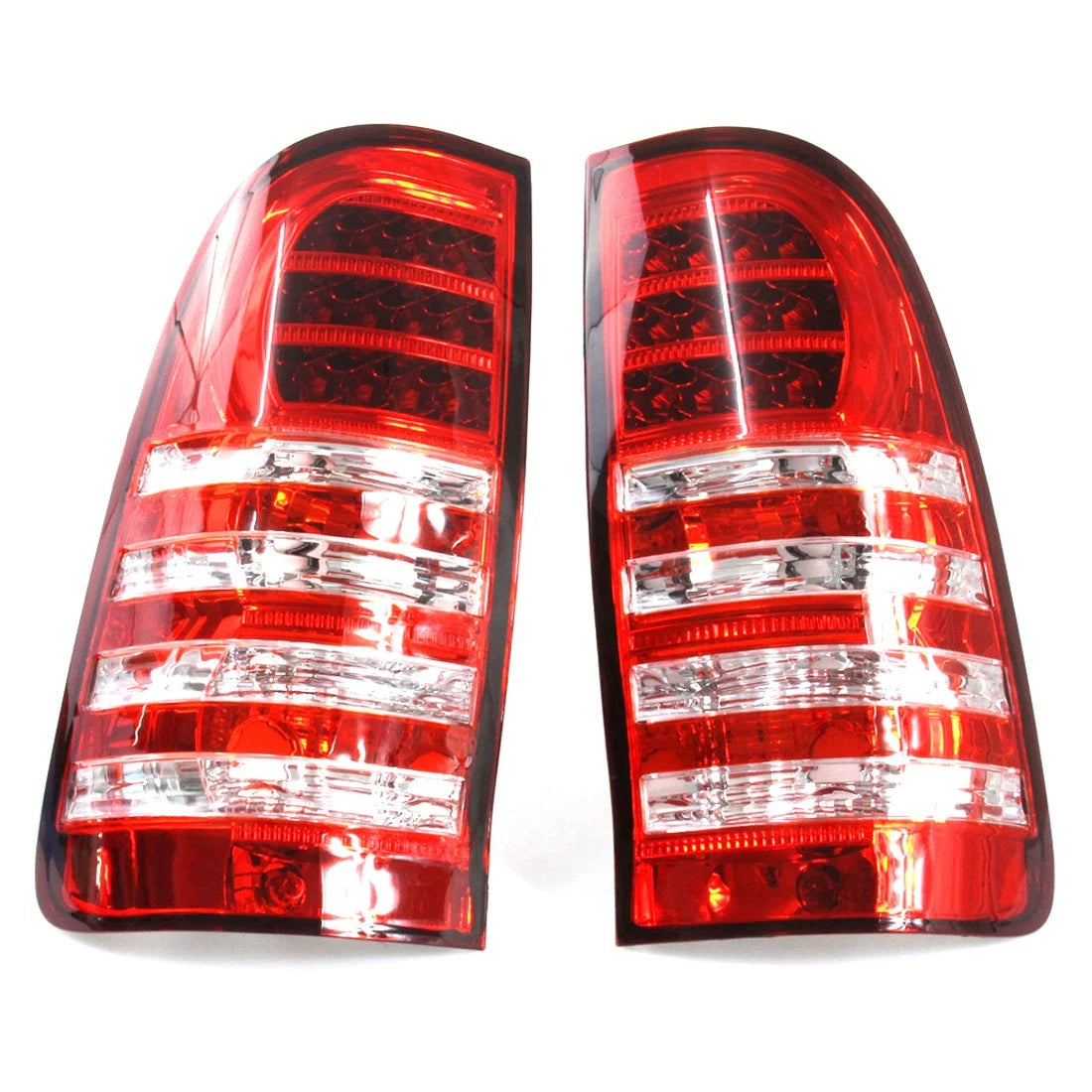 Set of 2 Red Clear LED Tail Lights for Toyota Hilux MK6 SR5 (2005–2015)