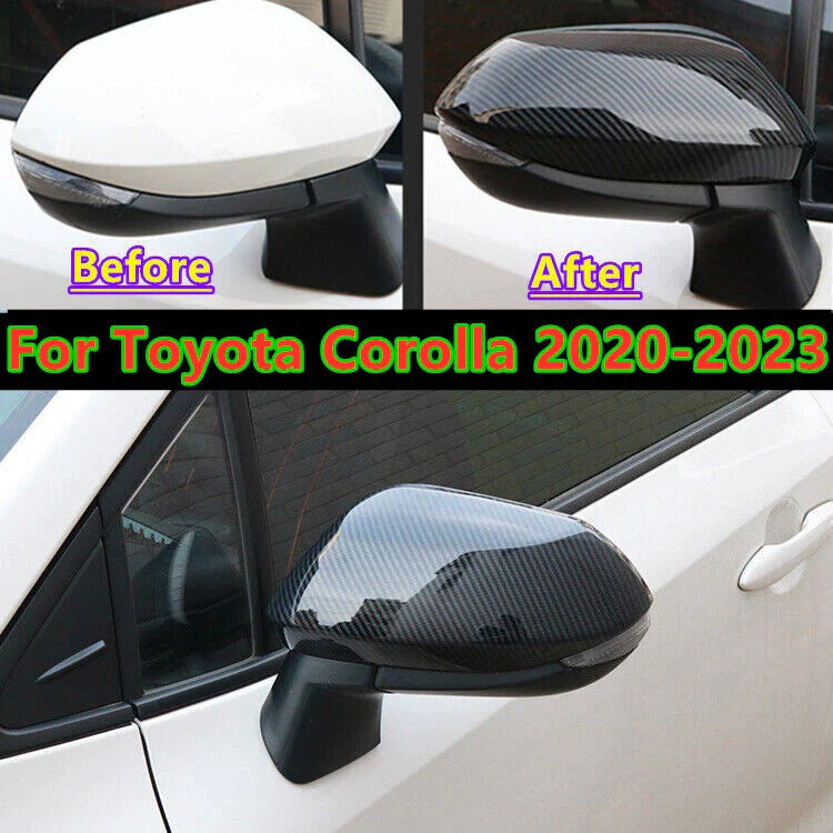 2 x Carbon Fiber Rearview Mirror Cover Trim Cap for Toyota Corolla (2020–2023)