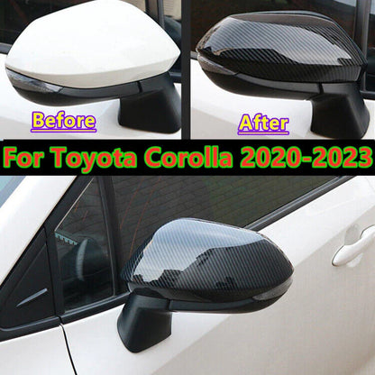 2 x Carbon Fiber Rearview Mirror Cover Trim Cap for Toyota Corolla (2020–2023)