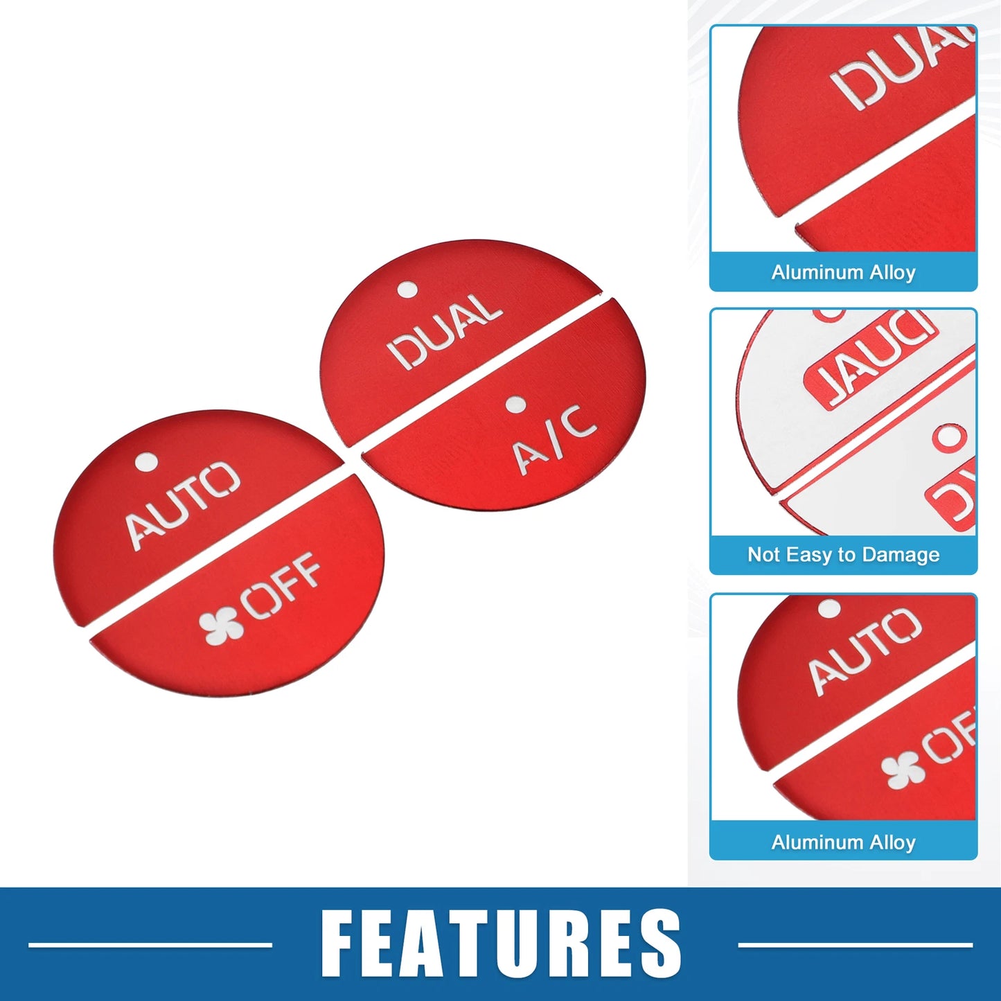 4Pcs AC Switch Knob Cover Trim for Toyota RAV4 (2019–2022) Aluminum Red
