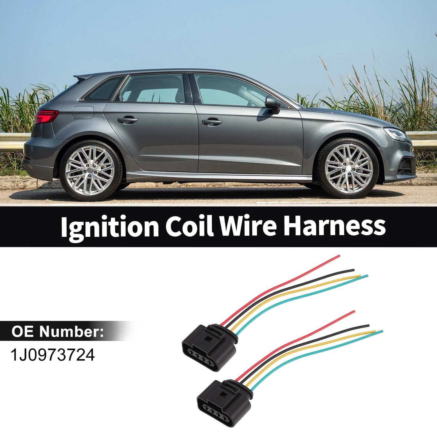 2X Ignition Coil Plug Wiring Harness for Audi A3 Quattro (2006–2013) No. 1J0973724