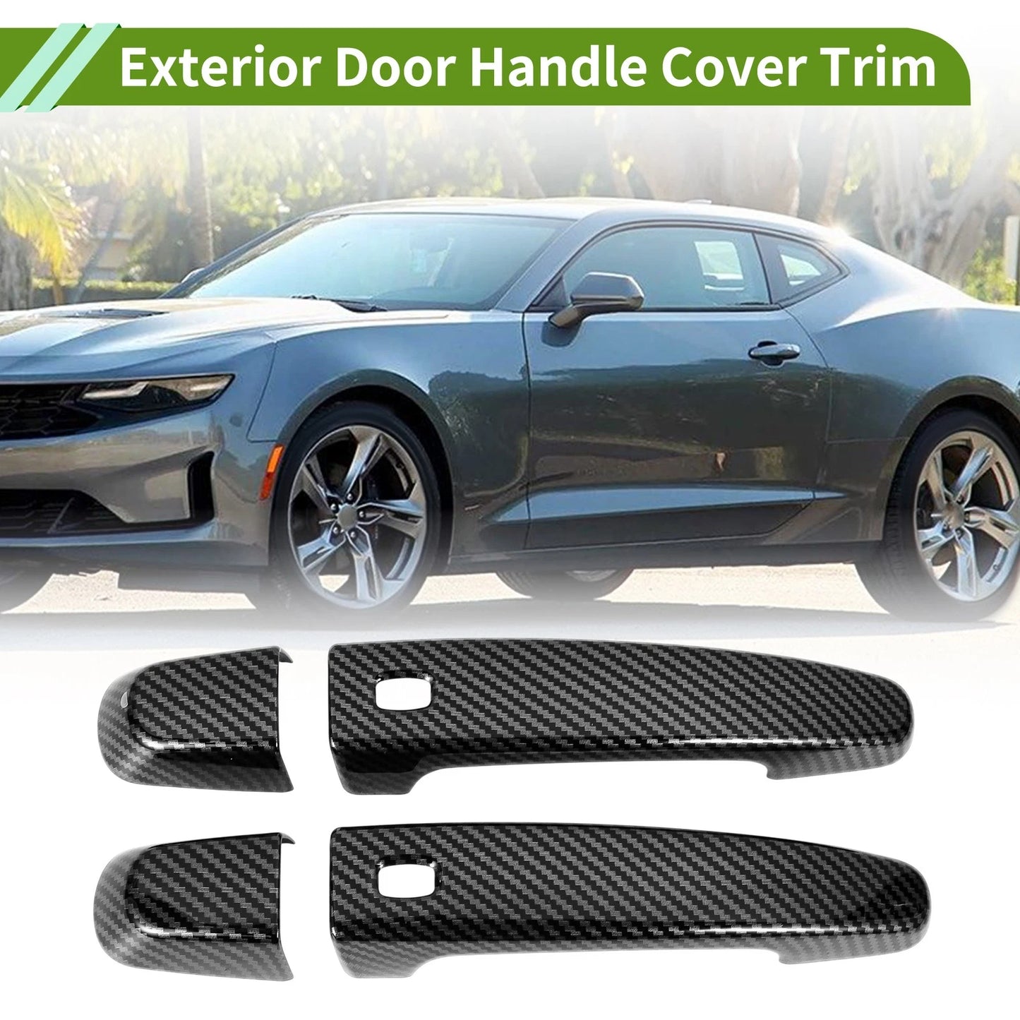 Exterior Door Handle Cover Trim for Chevrolet Camaro (2016–2023) Carbon Fiber Black