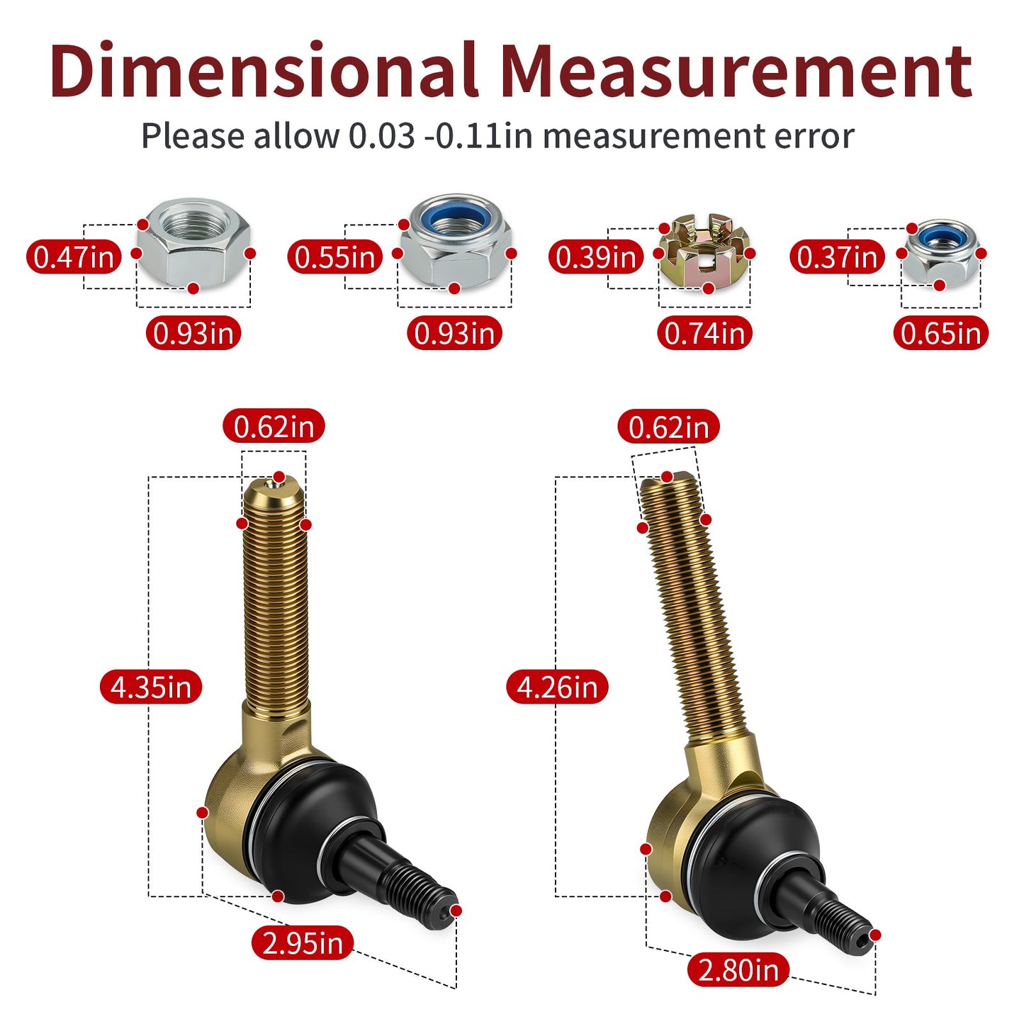 Adjustable A-Arm Ball Joints for Honda TRX450R/TRX450ER (2006–2014)
