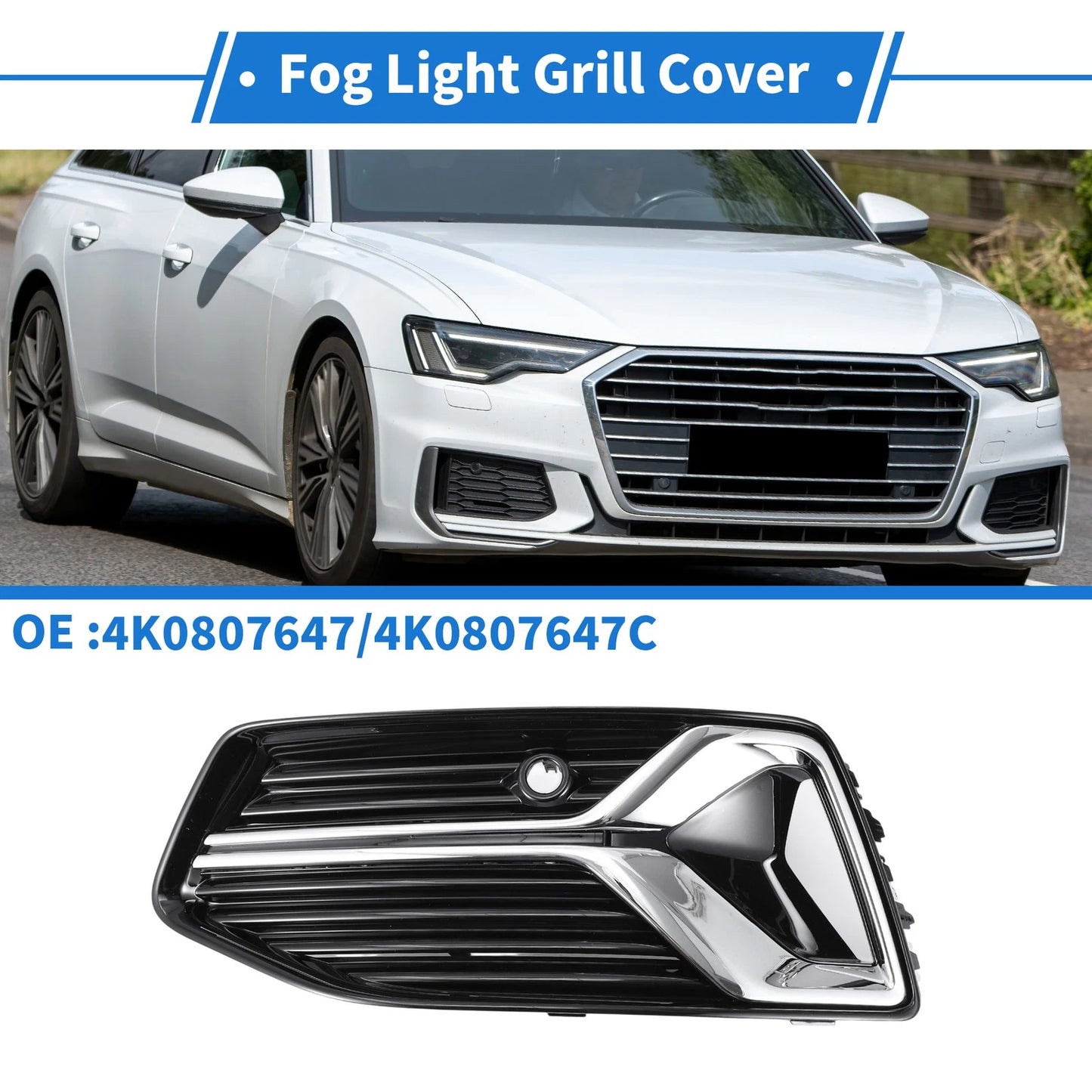 1 Pc Fog Light Grill for Audi A6 (2019–2023) No. 4K0807647