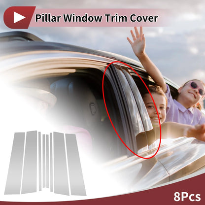 8 Pcs Door Pillar Window Trim for Mercedes-Benz GLB Chrome Silver (2020-2023)
