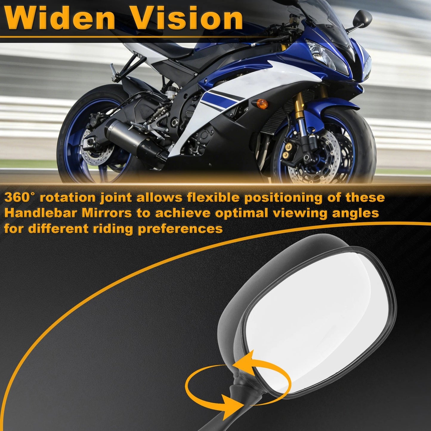 Set of 2 Rear View Mirrors for Yamaha YZF-R6 (2008–2017)