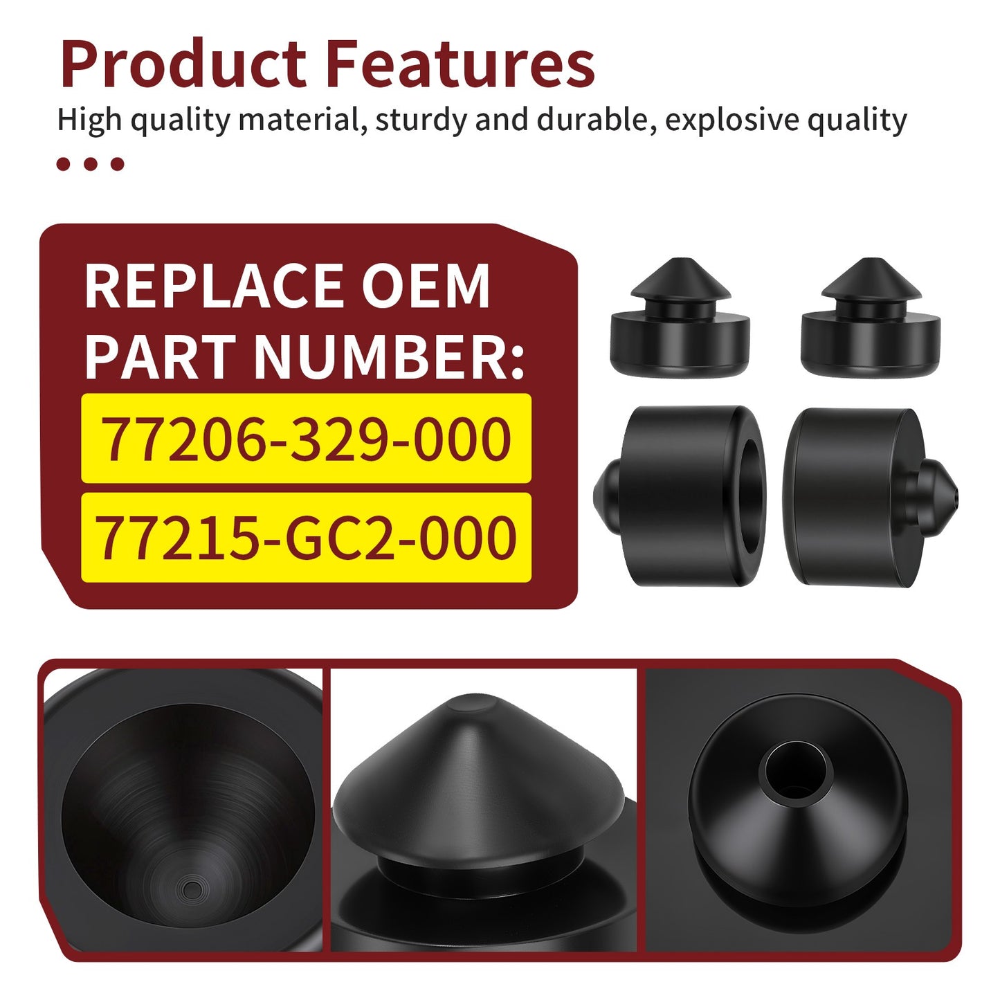 Set of 2 Rubber Seat Cushions for Honda TRX300X (2009) / Sportrax 300 (2007-2008)
