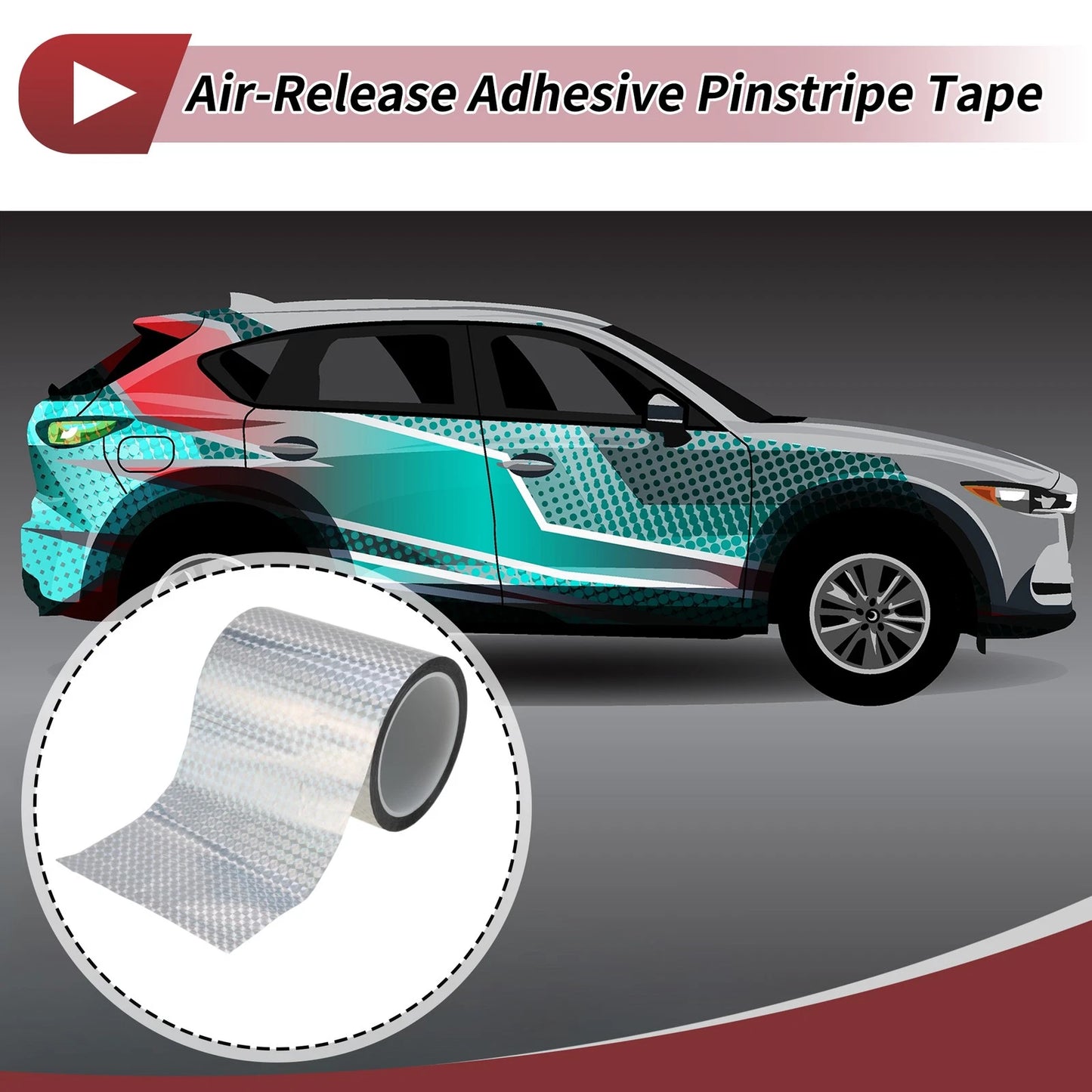 Pinstripe Tape 150mm x 50m for Car Motorcycle Boat Laser Silver Tone (1 Pc)