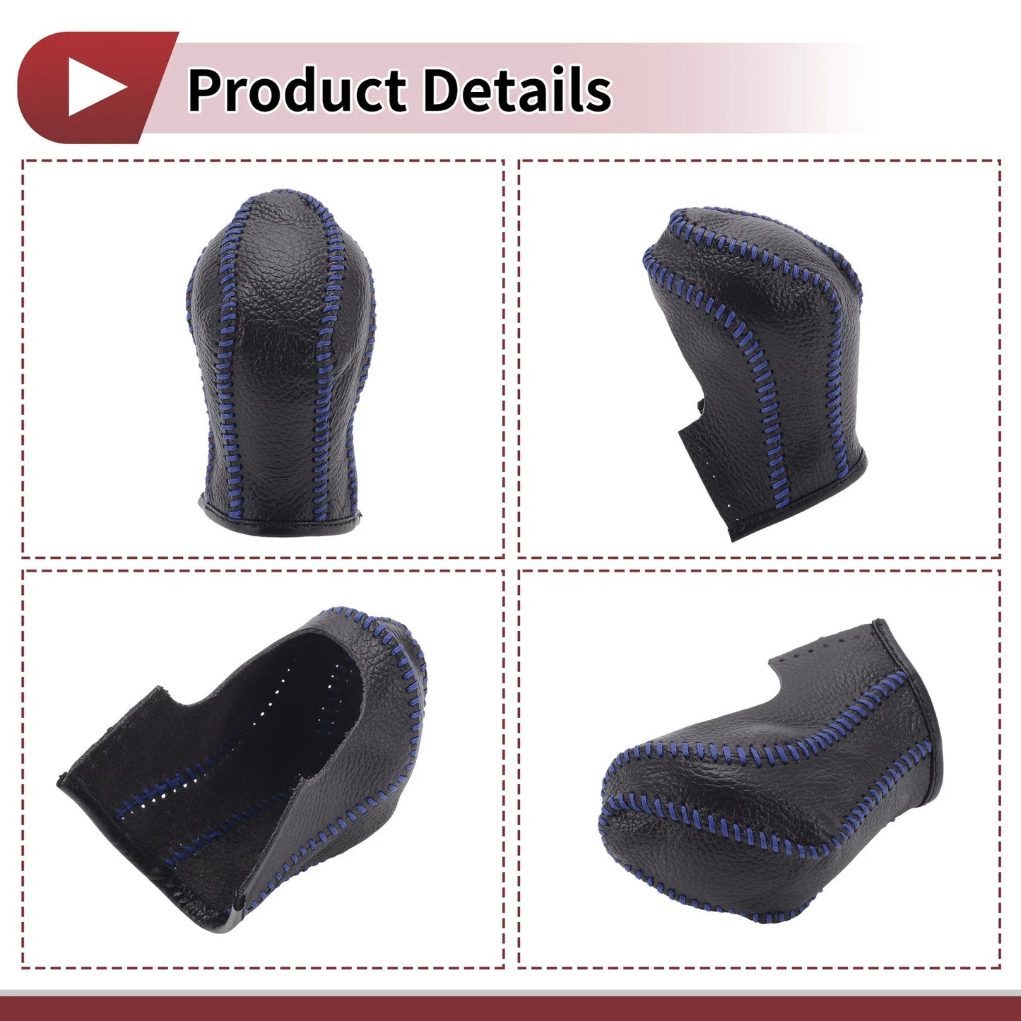 1Pc Gear Shift Knob Cover for Nissan Maxima (2016–2023) Black Blue Faux Leather