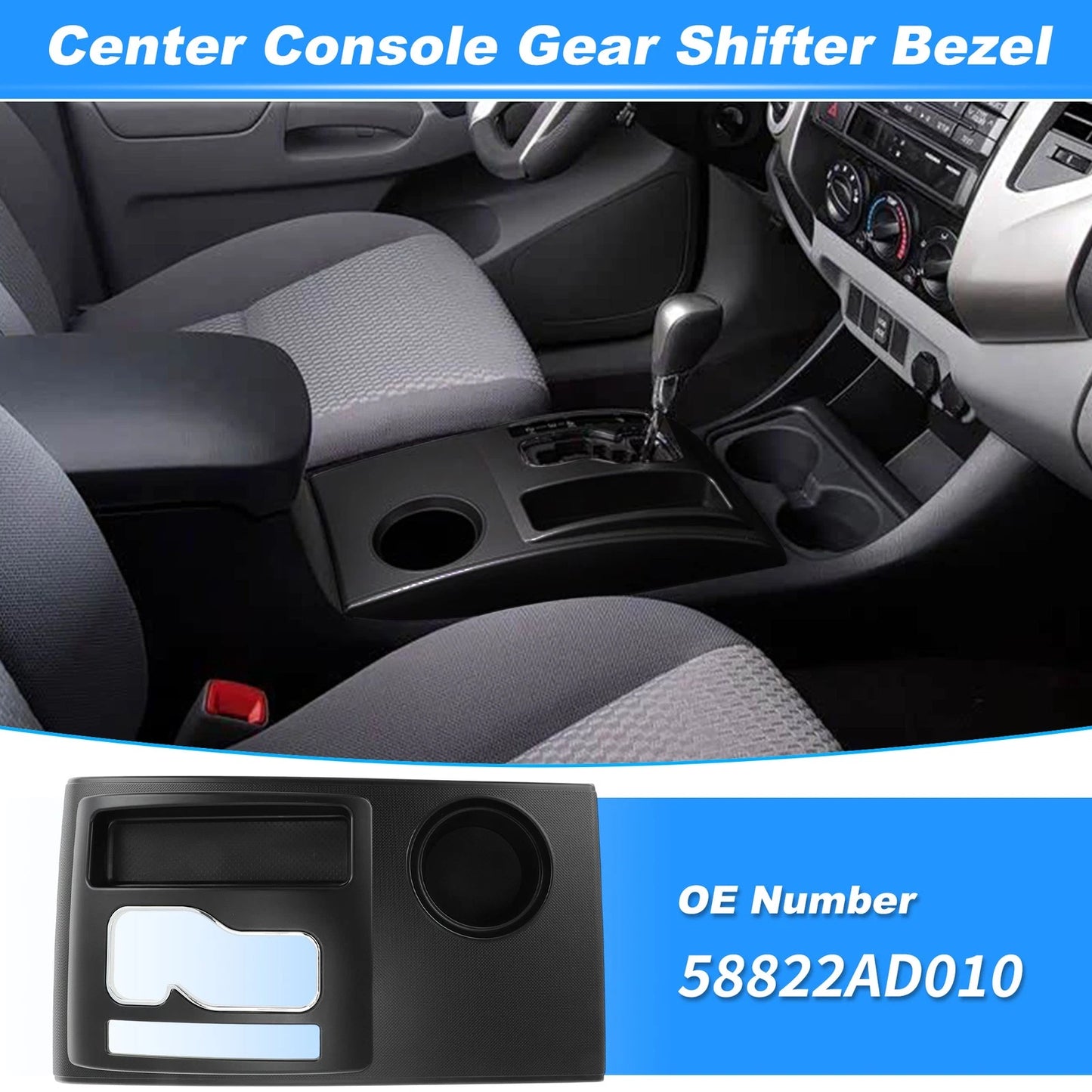 Gear Shifter Bezel Panel Cover for Toyota Tacoma (2005–2015) No.58822AD010 Black